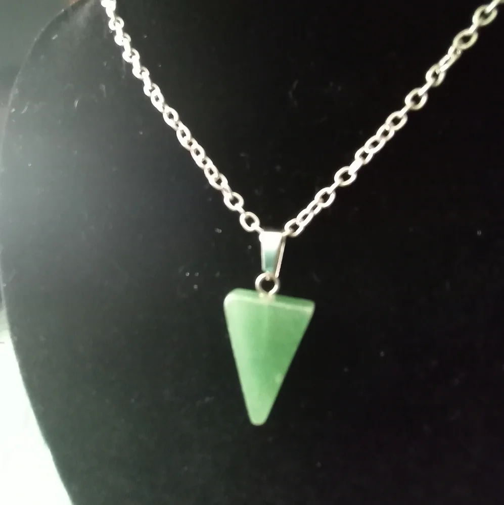 Green Aventurine triangle pendant necklace